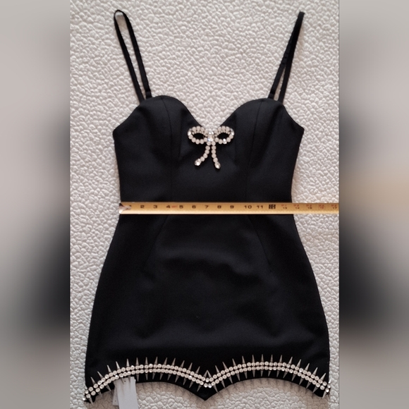 AREA Crystal Embellished Spike Sleeveless Mini Dress In Black US 10 Org $1,495 - Picture 12 of 16